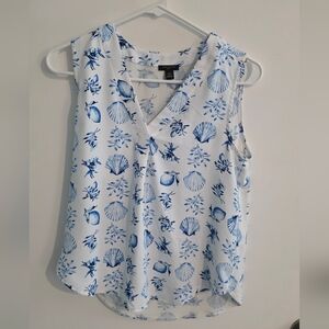 Blue Floral Sleeveless Top